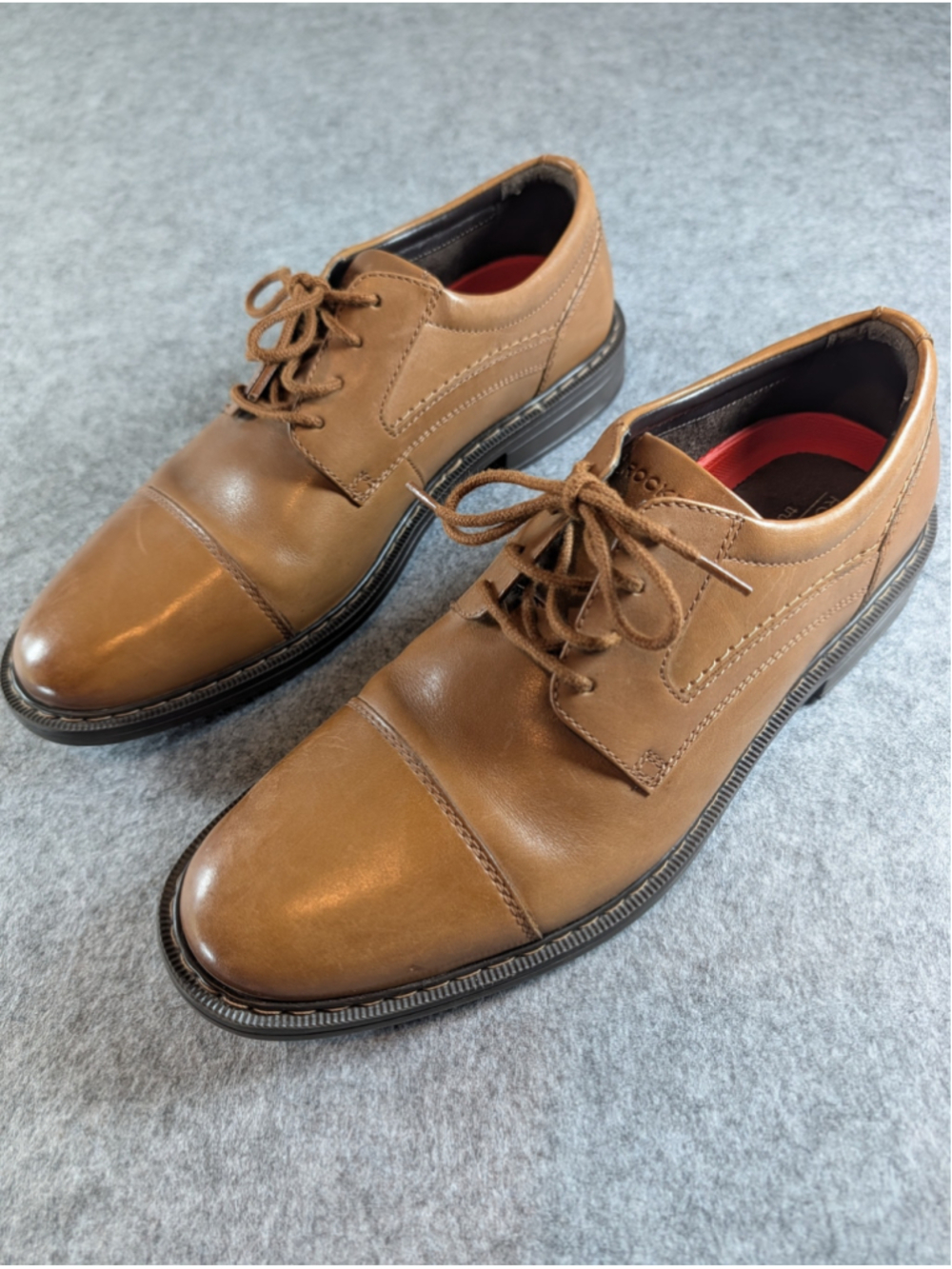 Rockport Tanner Men's Cap Toe Oxford Dress Shoes CI1076 Cognac Leather Size 9 M - Picture 6 of 14